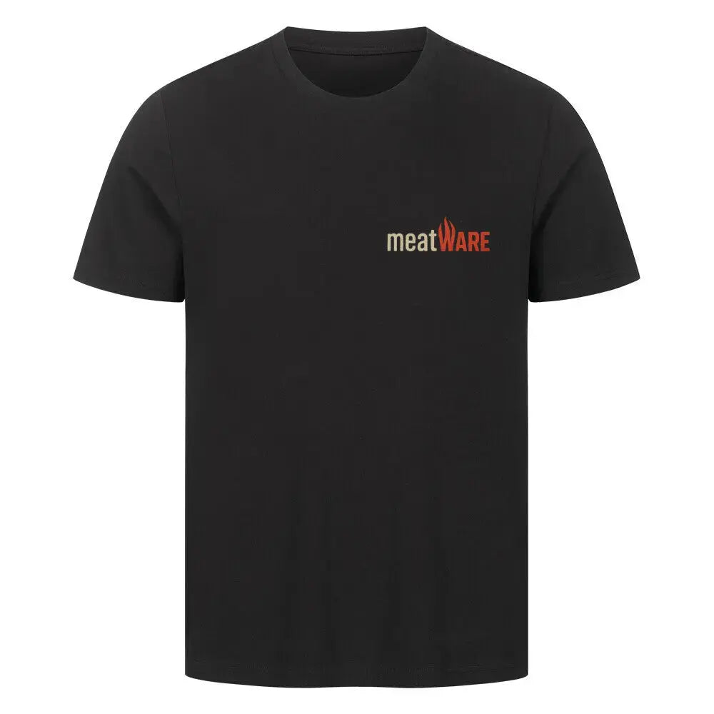 Premium T-Shirt meatWARE Logo – Shirts & More mit Geschmack | Front & Back Print – Motivdruck in Schwarz