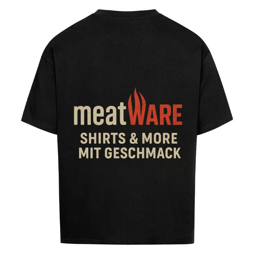 Oversized Shirt meatWARE Logo – Heavy Cotton | Front & Back Print – Motivdruck in Schwarz, Nahaufnahme
