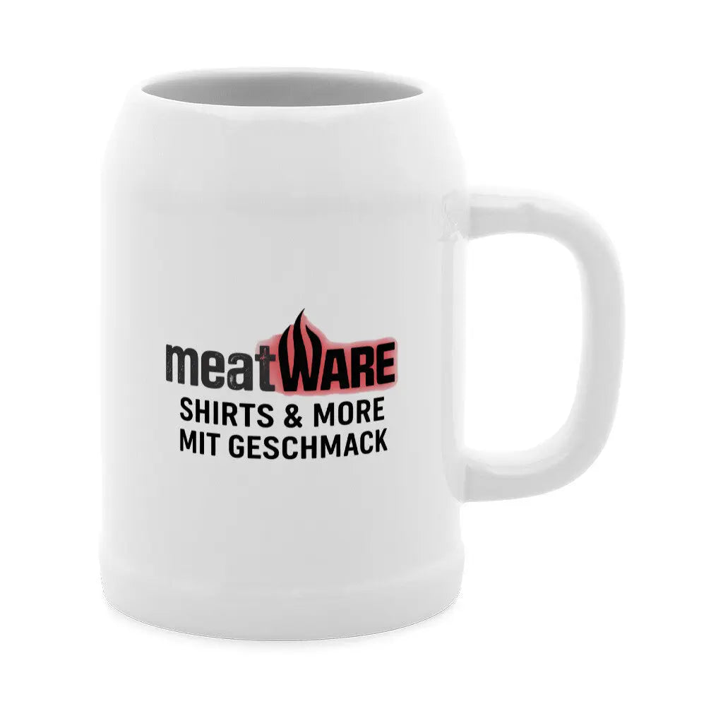 meatWARE Logo – Bierkrug – Motivdruck in Weiß