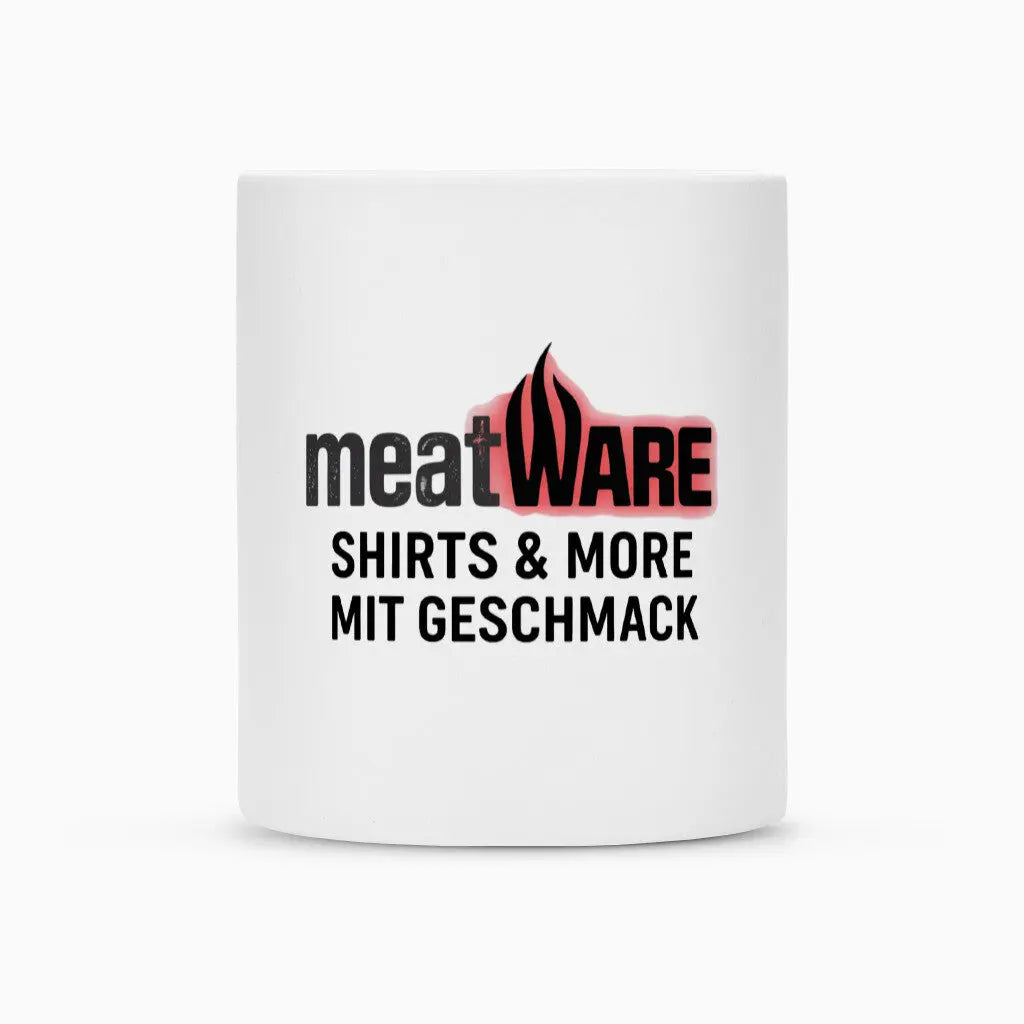 meatWARE Logo – Tasse – Motivdruck in Weiß