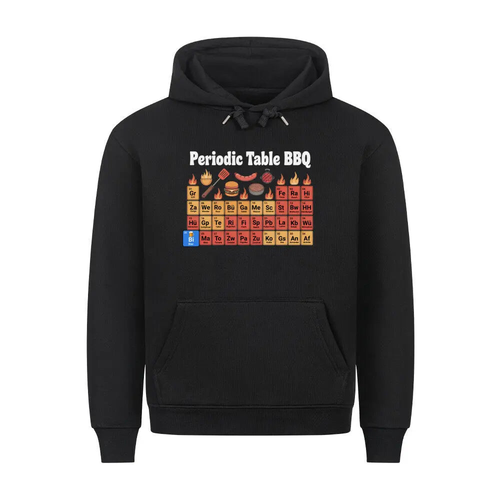 Periodic Table BBQ – Premium Hoodie – Motivdruck in Schwarz
