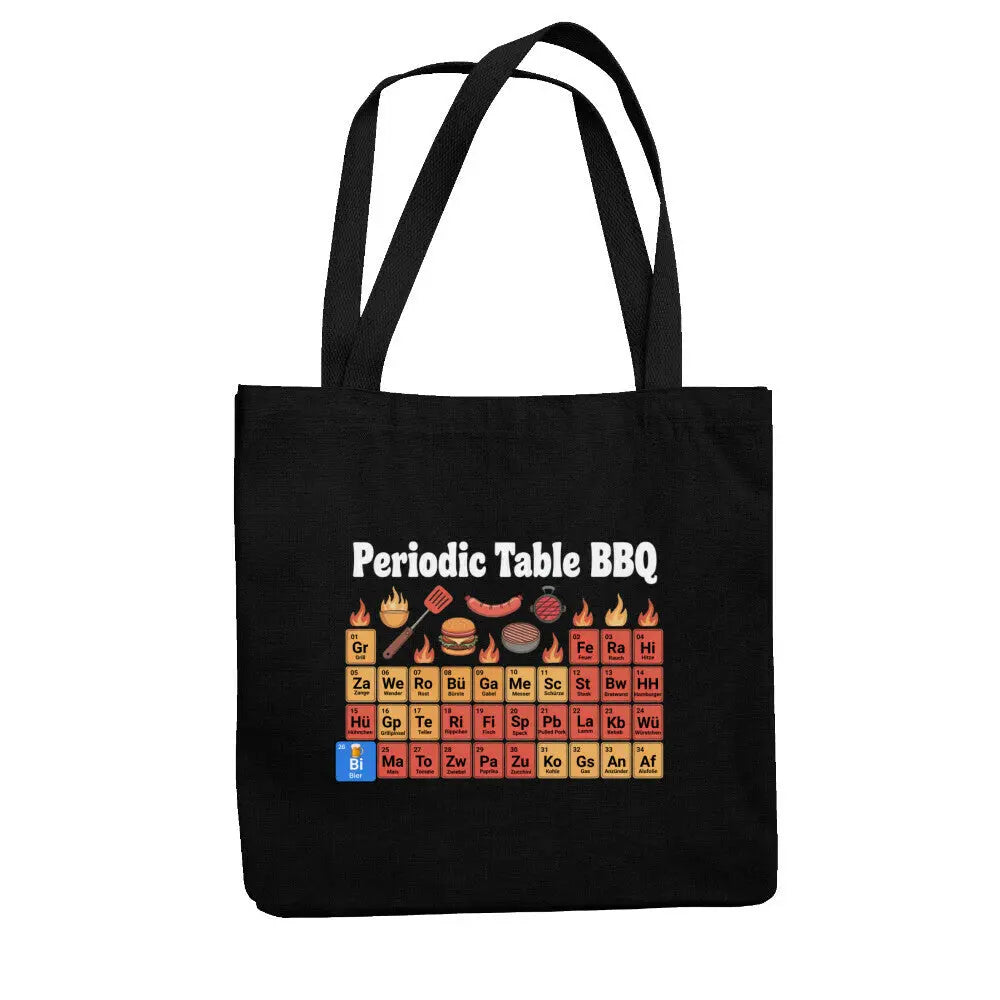 Periodic Table BBQ - Jutebeutel – Motivdruck in Schwarz