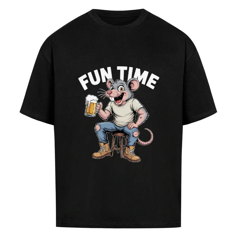 FUN TIME – Oversized Shirt – Motivdruck in Schwarz