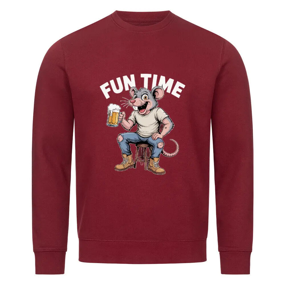 FUN TIME – Premium Organic Sweatshirt – Motivdruck in Burgunder