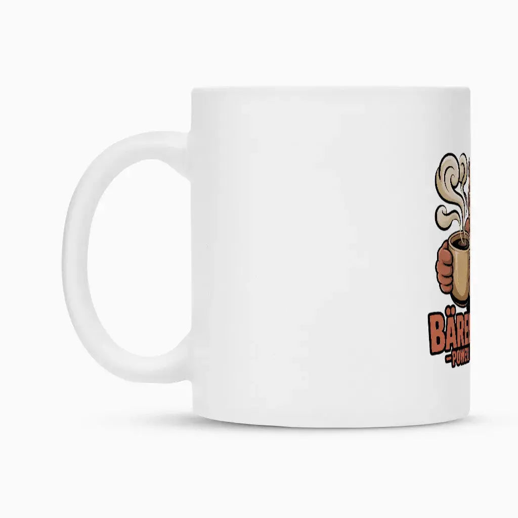 BÄRENSTARK – Powered by Kaffee | Keramik-Tasse (300 ml) – Motivdruck in Weiß, weitere Ansicht