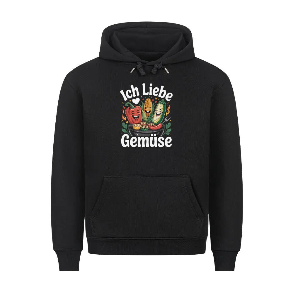 Ich Liebe Gemüse – Premium Hoodie – Motivdruck in Schwarz