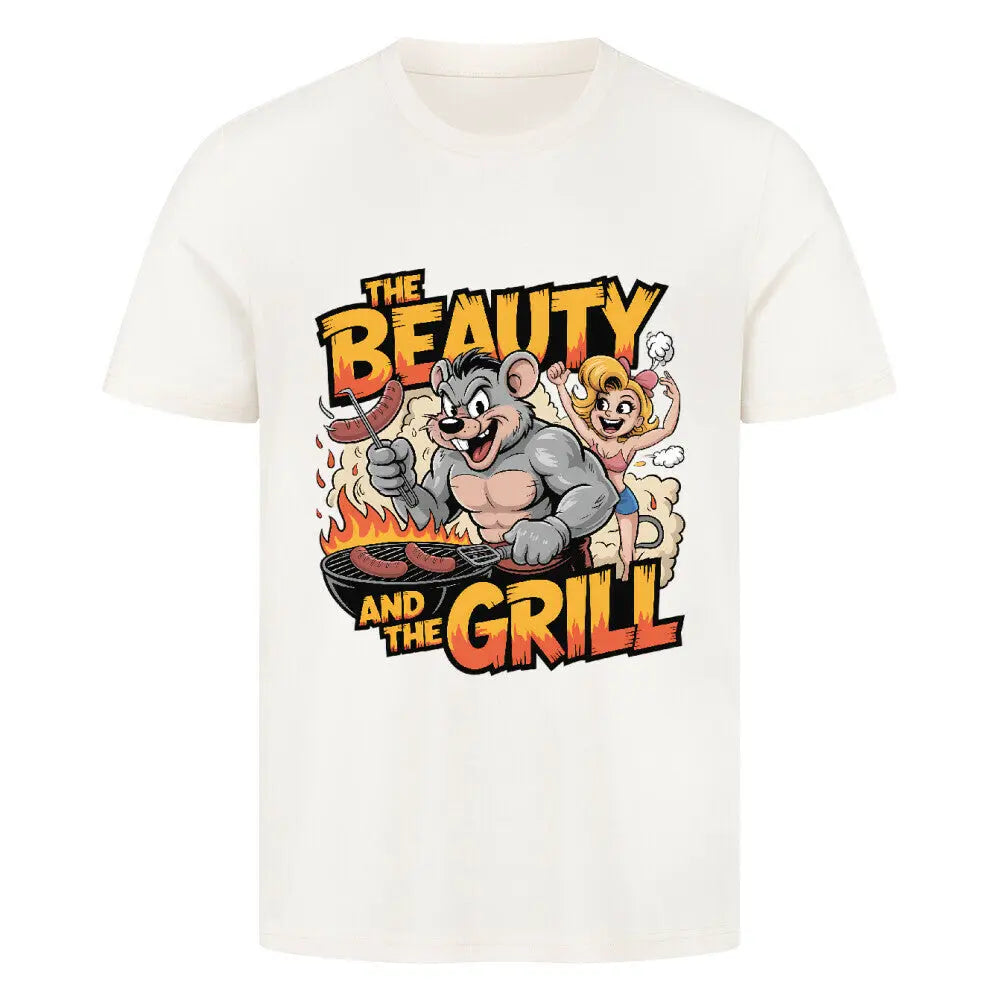 The Beauty and the Grill – Premium T-Shirt – Motivdruck in Natural Raw
