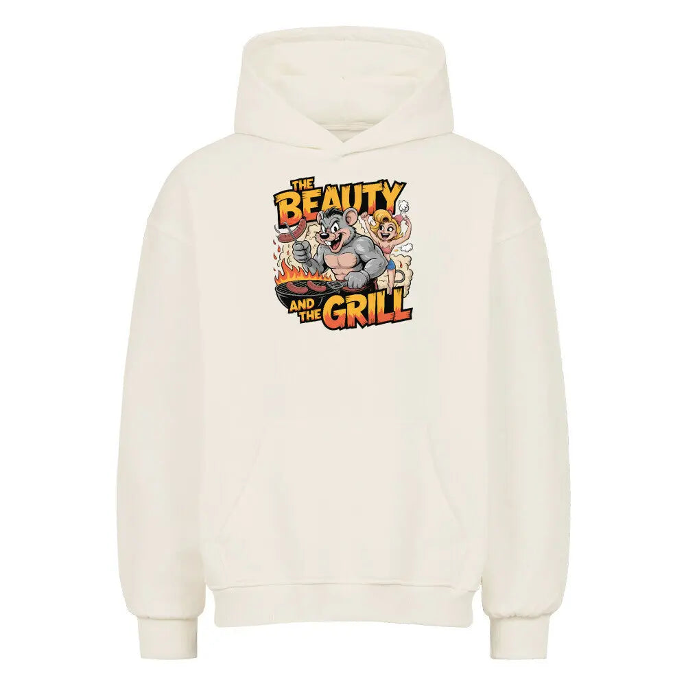 The Beauty and the Grill – Oversized Hoodie – Motivdruck in Natural Raw