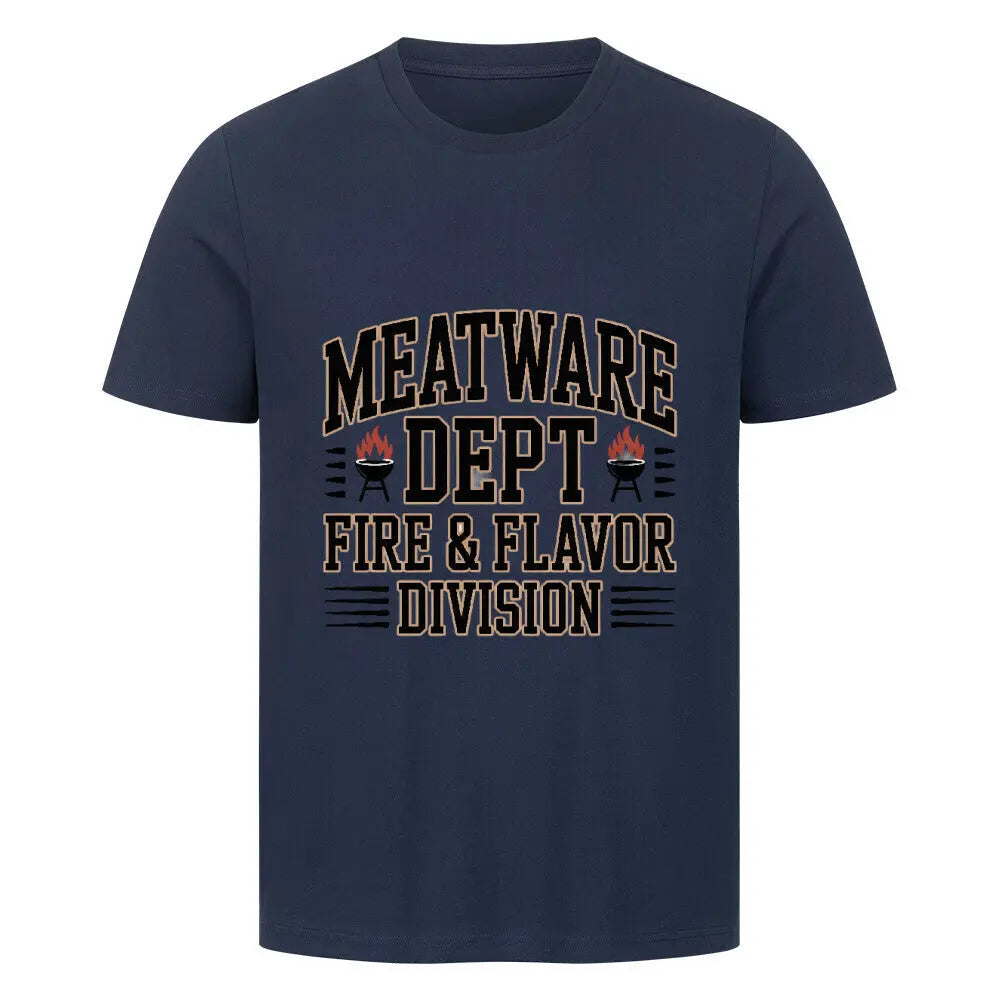 MEATWARE DEPT – FIRE & FLAVOR DIVISION Premium T-Shirt – Motivdruck in French Navy
