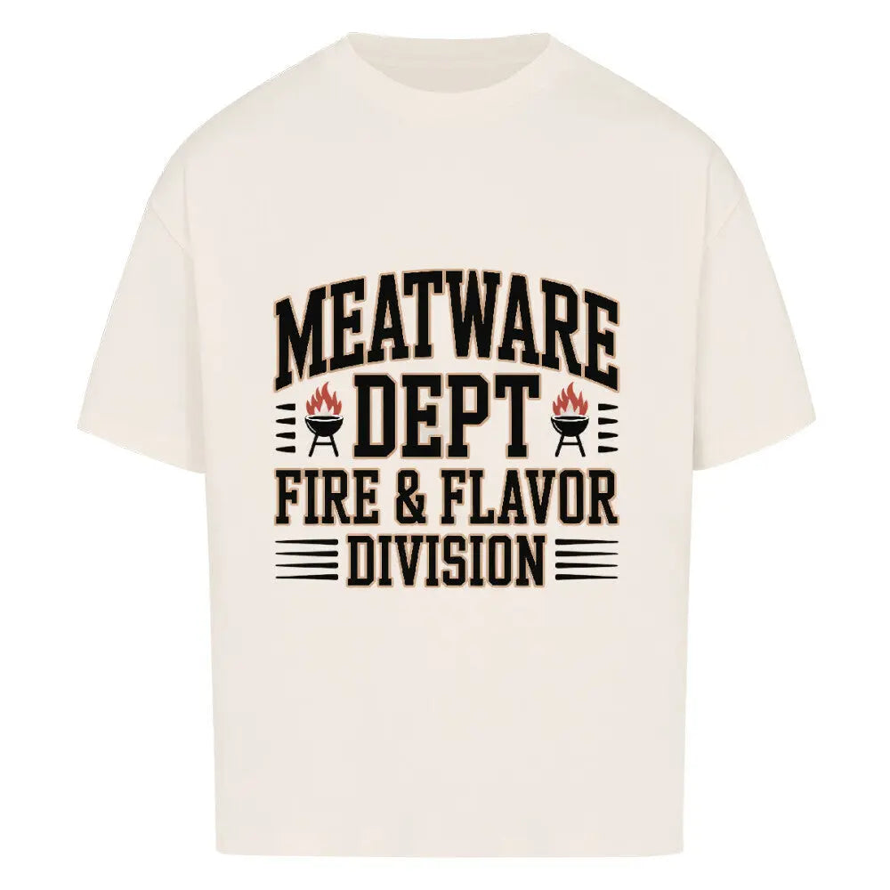 MEATWARE DEPT – Fire & Flavor Division Oversized Shirt – Motivdruck in Natural Raw