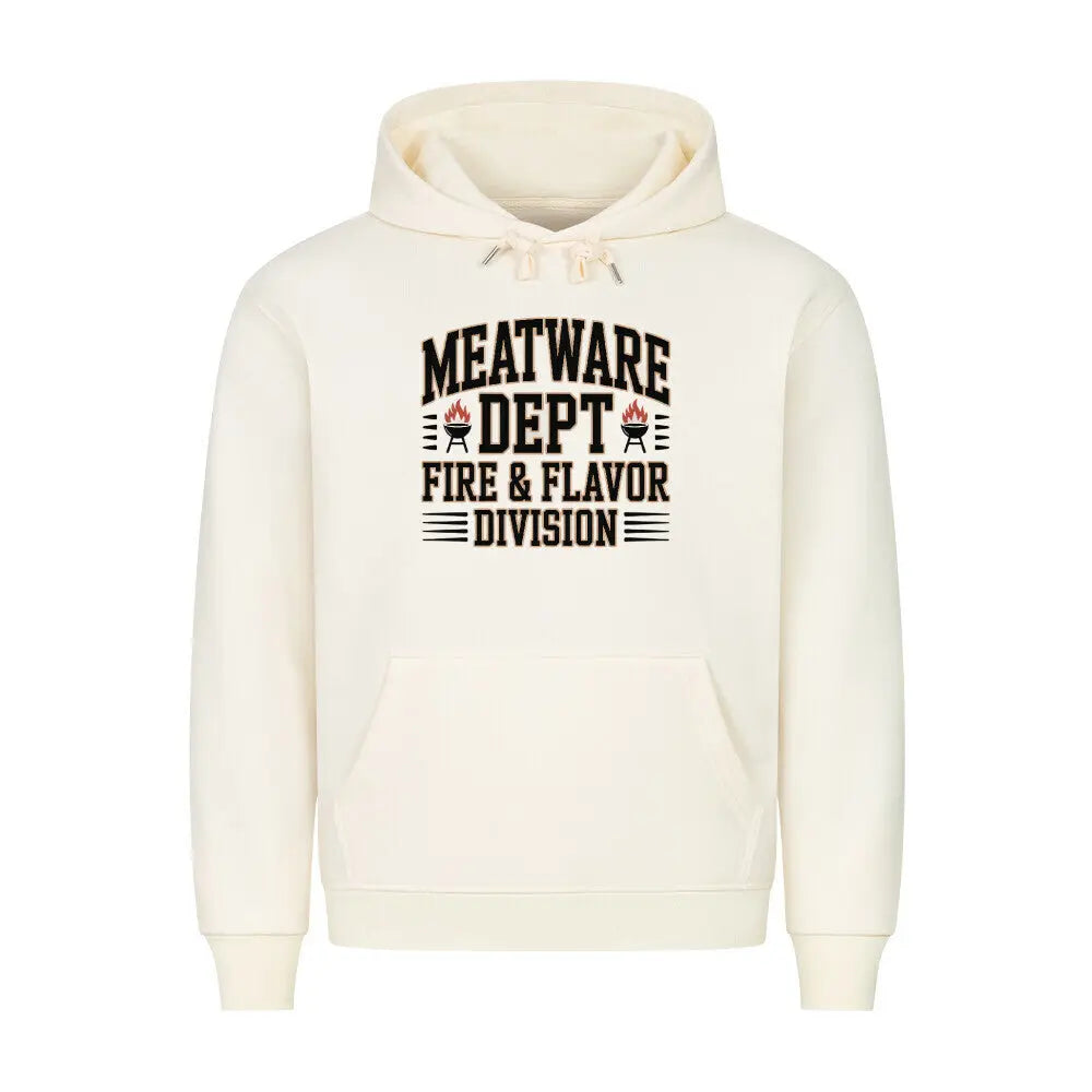 MEATWARE DEPT – Fire & Flavor Division Hoodie – Motivdruck in Beige