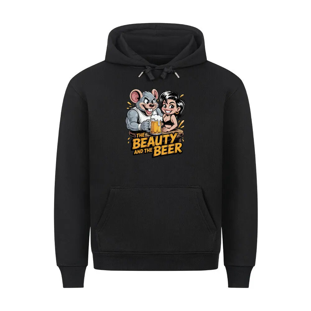 The Beauty and the Beer – Premium Hoodie – Motivdruck in Schwarz