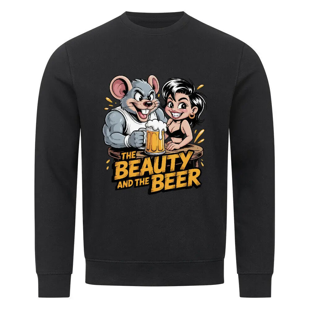 The Beauty and the Beer – Premium Organic Sweatshirt – Motivdruck in Schwarz