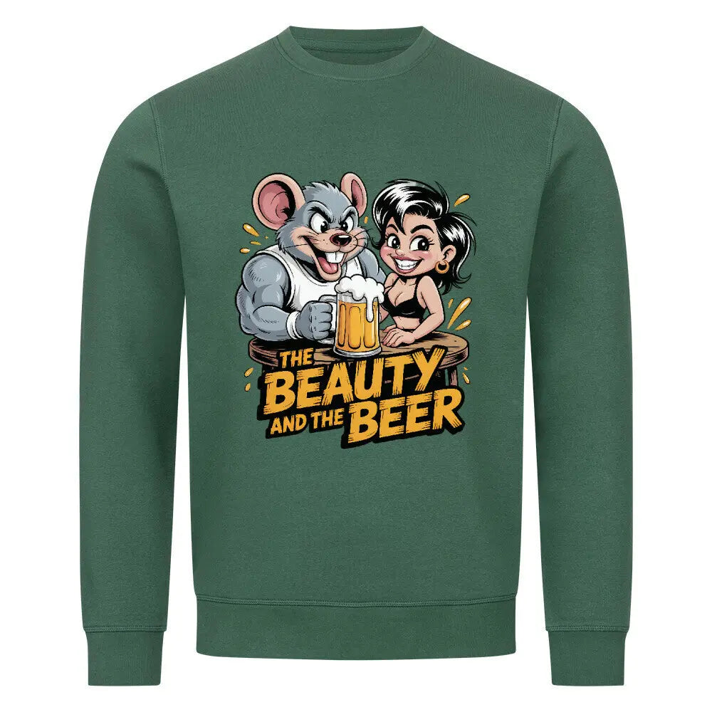 The Beauty and the Beer – Premium Organic Sweatshirt – Motivdruck in Varsity Green
