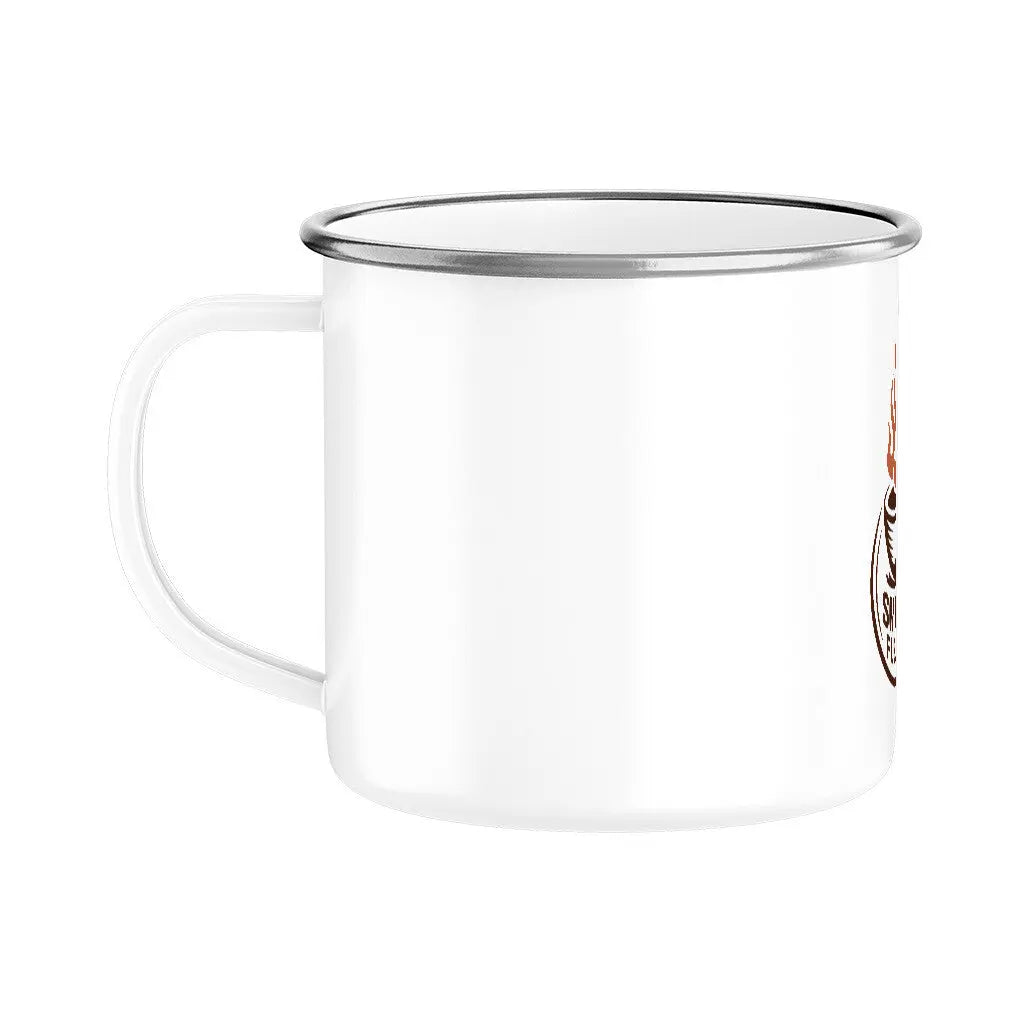 Smoker Fuel Cup – Emaille Tasse (300 ml) – Motivdruck in Silber, weitere Ansicht