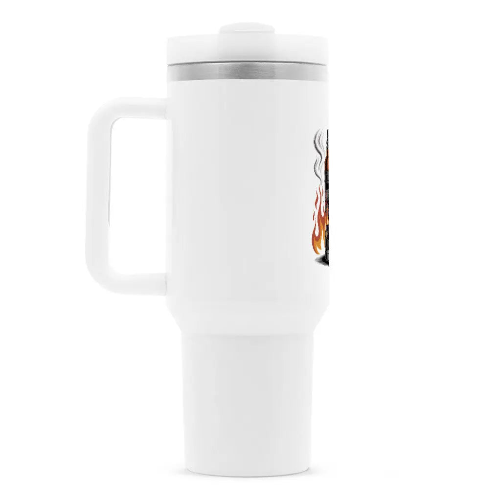Kohlekraft-Kaffee – Der echte Energieboost | Thermobecher – Motivdruck in Weiß, weitere Ansicht