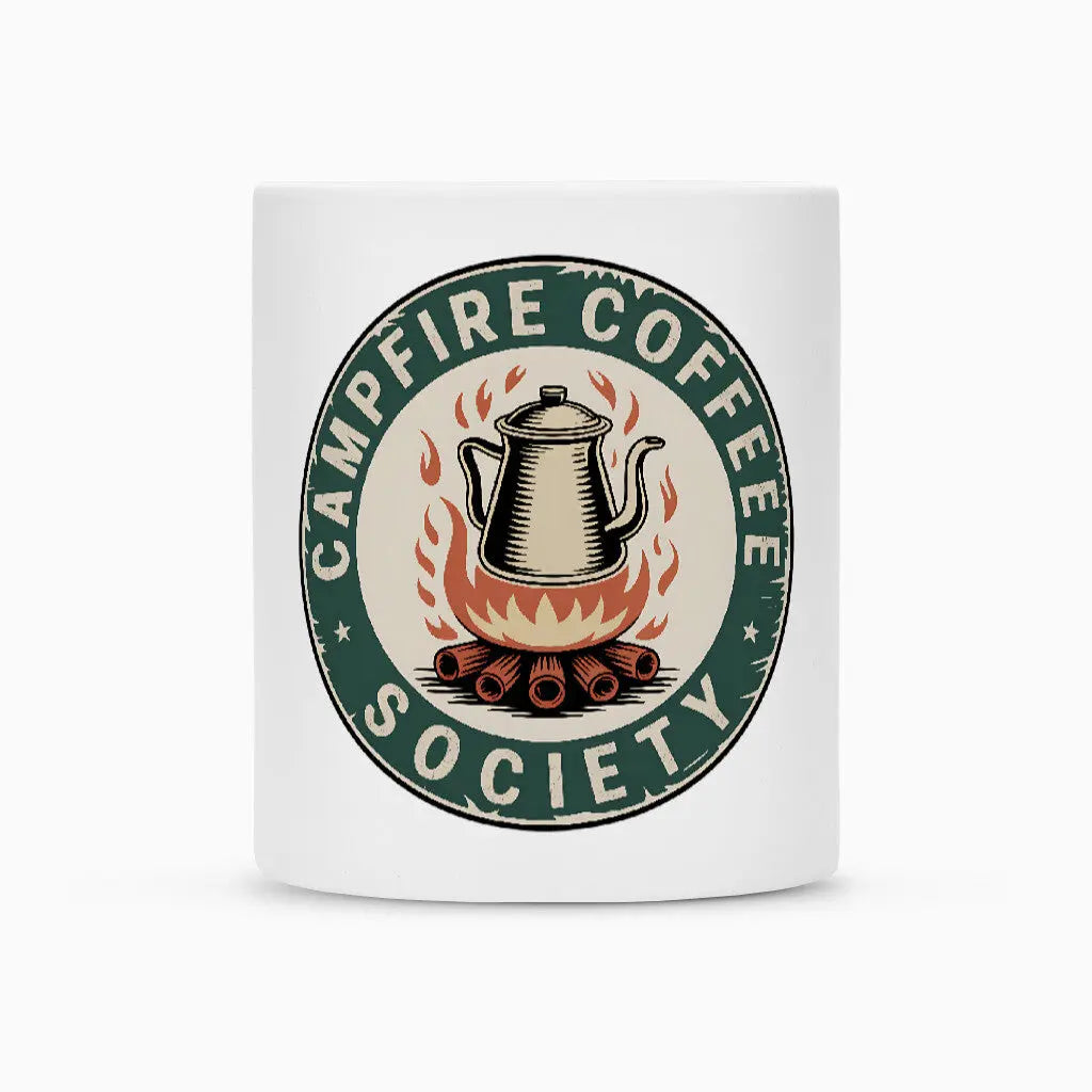CAMPFIRE COFFEE SOCIETY – Keramiktasse (300 ml) – Motivdruck in Weiß