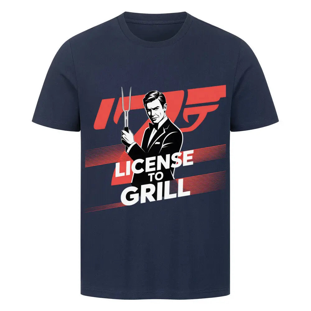 License to Grill – Premium BBQ T-Shirt – Motivdruck in French Navy
