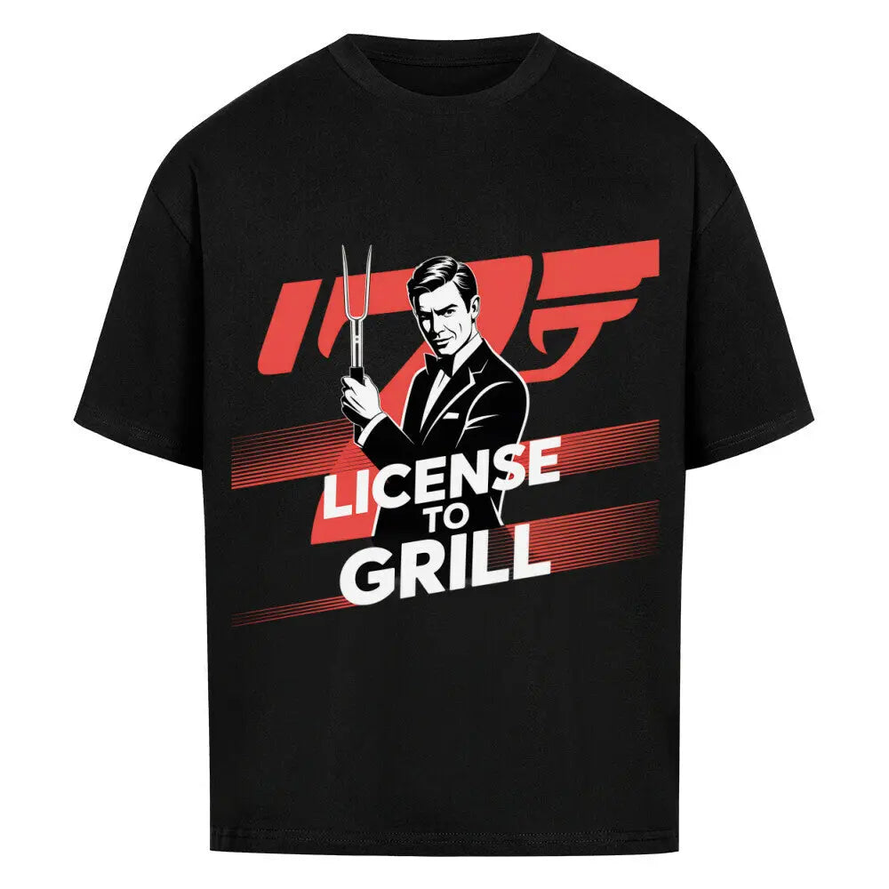 License to Grill – Oversized BBQ Shirt – Motivdruck in Schwarz