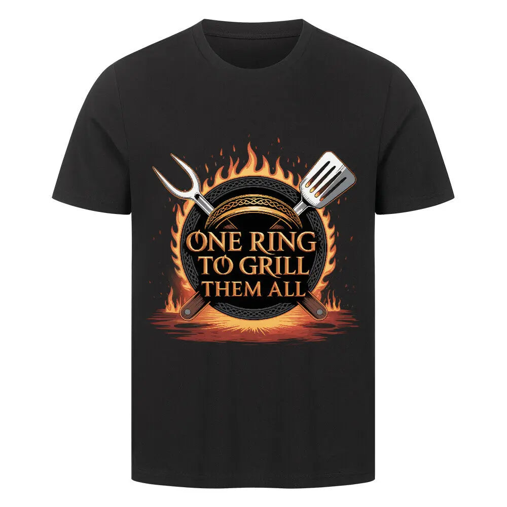 One Ring to Grill Them All – Premium T-Shirt – Motivdruck in Schwarz