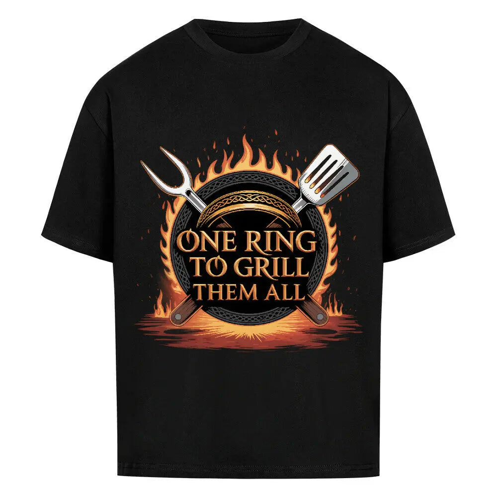 One Ring to Grill Them All – Oversized Shirt – Motivdruck in Schwarz