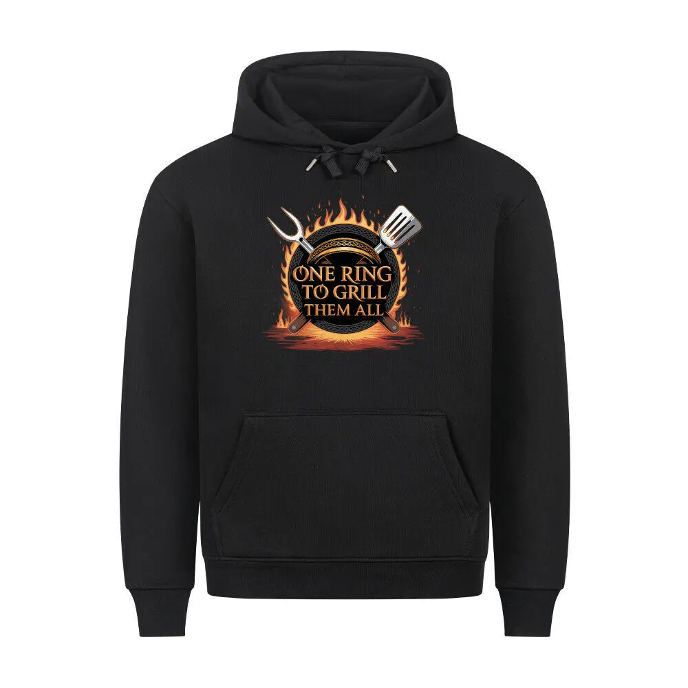 One Ring to Grill Them All – Premium Hoodie – Motivdruck in Schwarz
