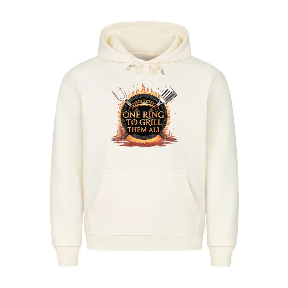 One Ring to Grill Them All – Premium Hoodie – Motivdruck in Beige