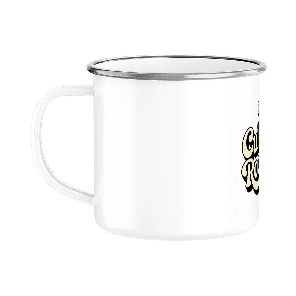 Culinary Rockstar – Emaille Tasse 300 ml – Motivdruck in Silber, weitere Ansicht