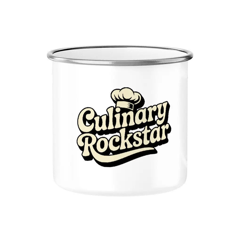 Culinary Rockstar – Emaille Tasse 300 ml – Motivdruck in Silber