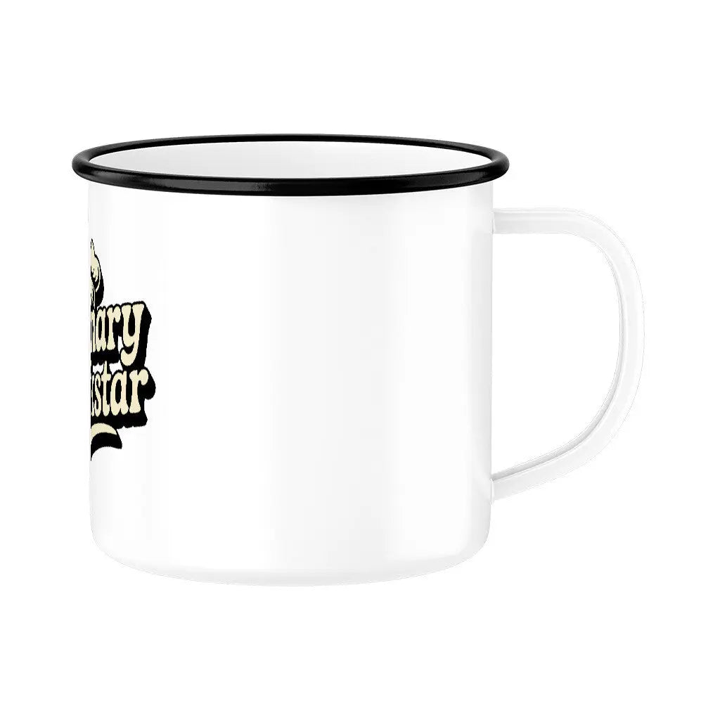 Culinary Rockstar – Emaille Tasse 300 ml – Motivdruck in Schwarz, Nahaufnahme