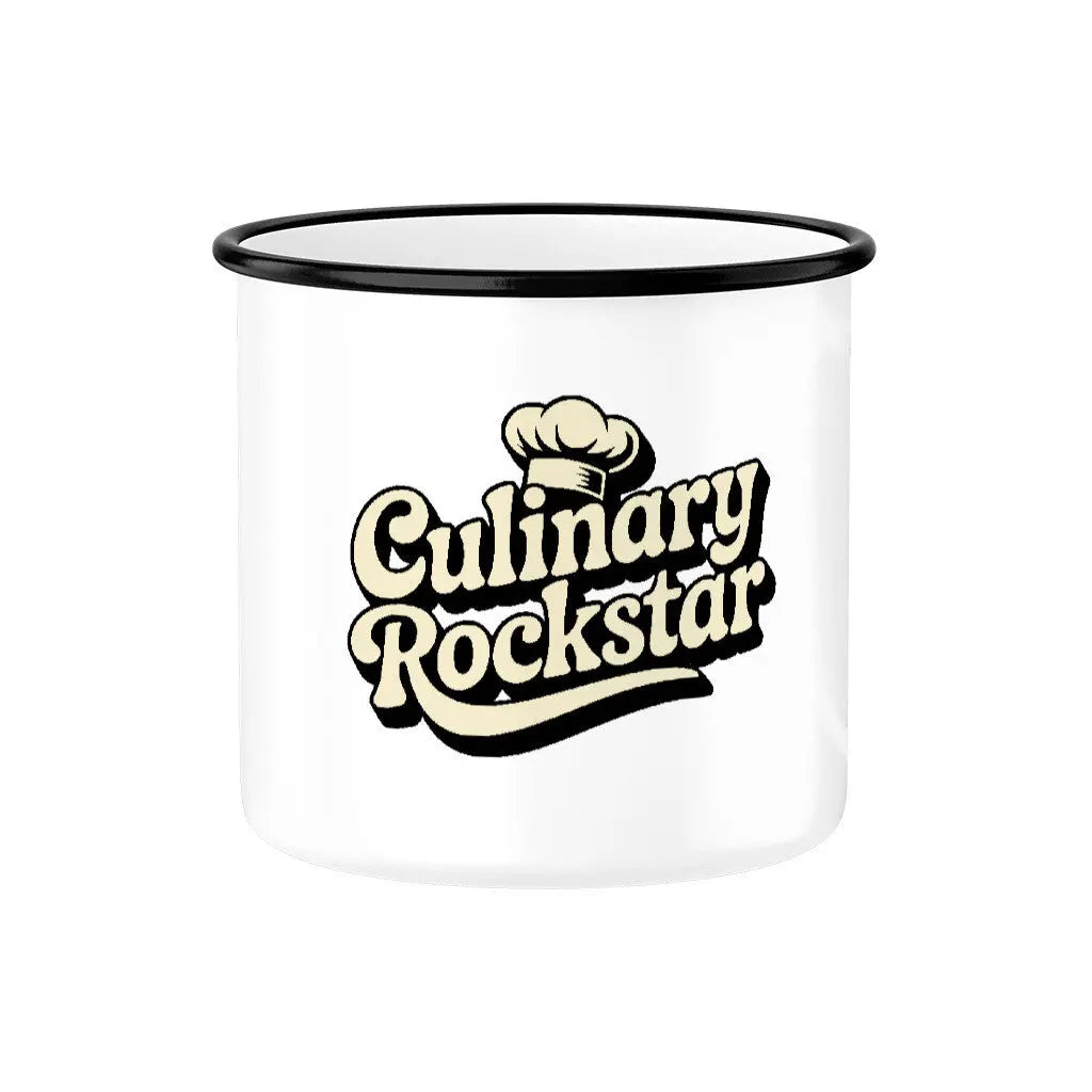 Culinary Rockstar – Emaille Tasse 300 ml – Motivdruck in Schwarz