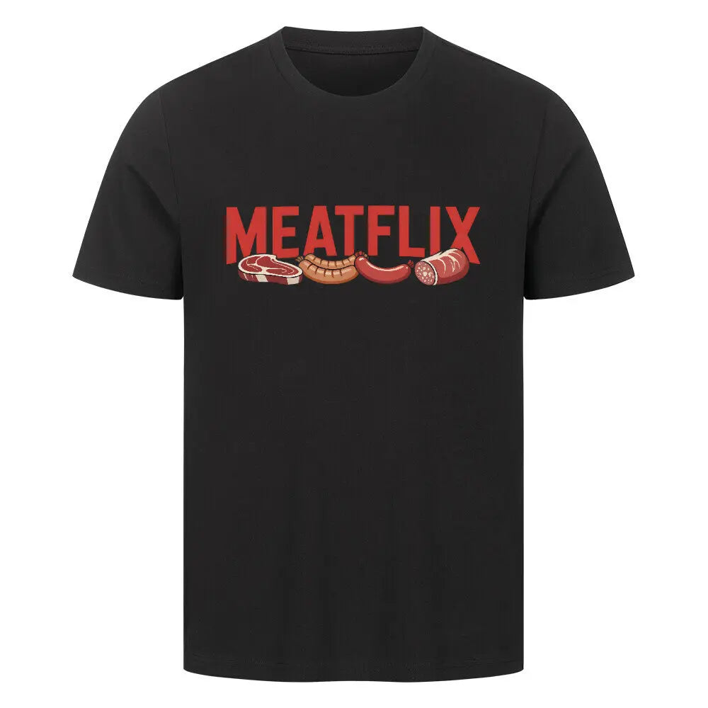 MEATFLIX – Premium T-Shirt – Motivdruck in Schwarz