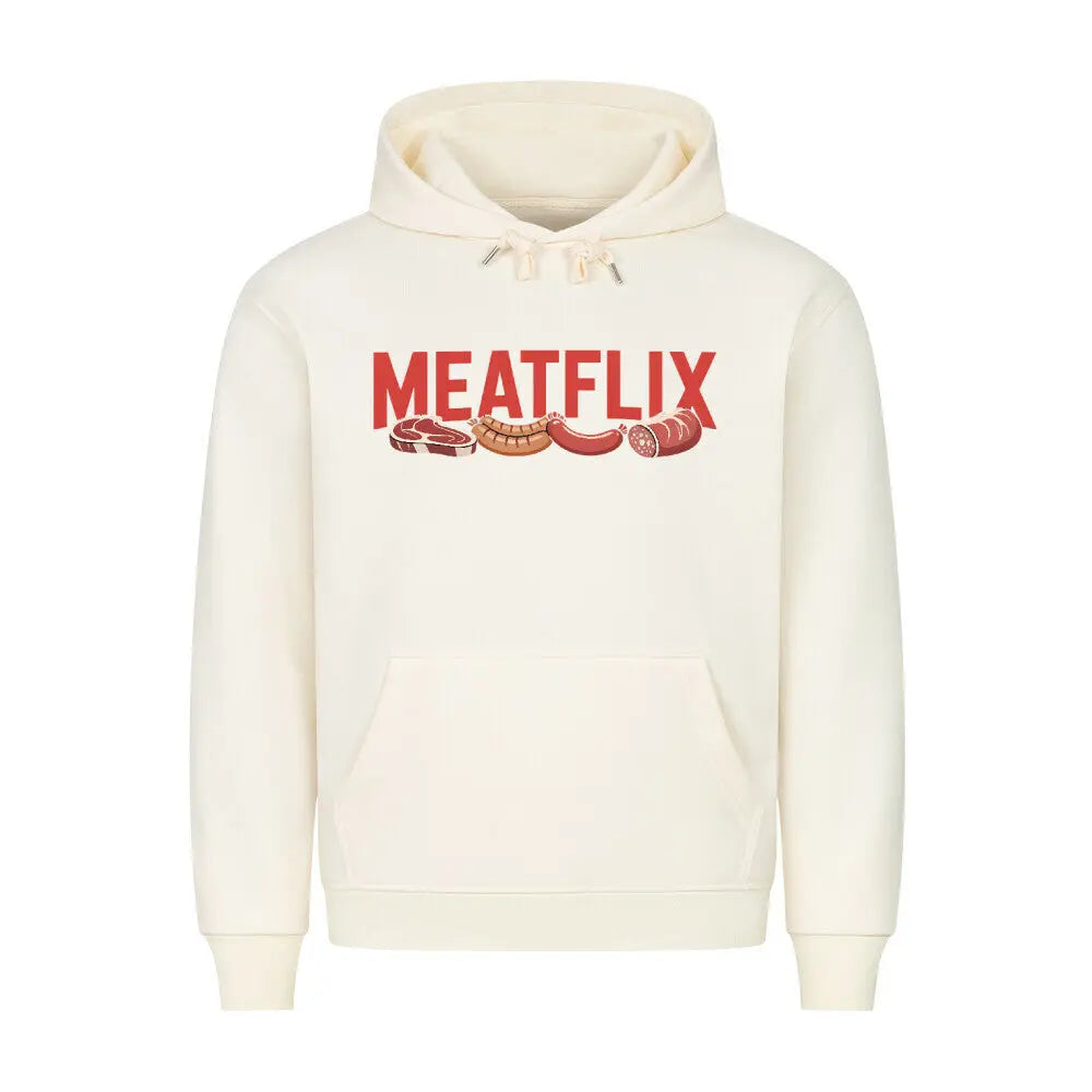MEATFLIX – Premium Hoodie – Motivdruck in Beige
