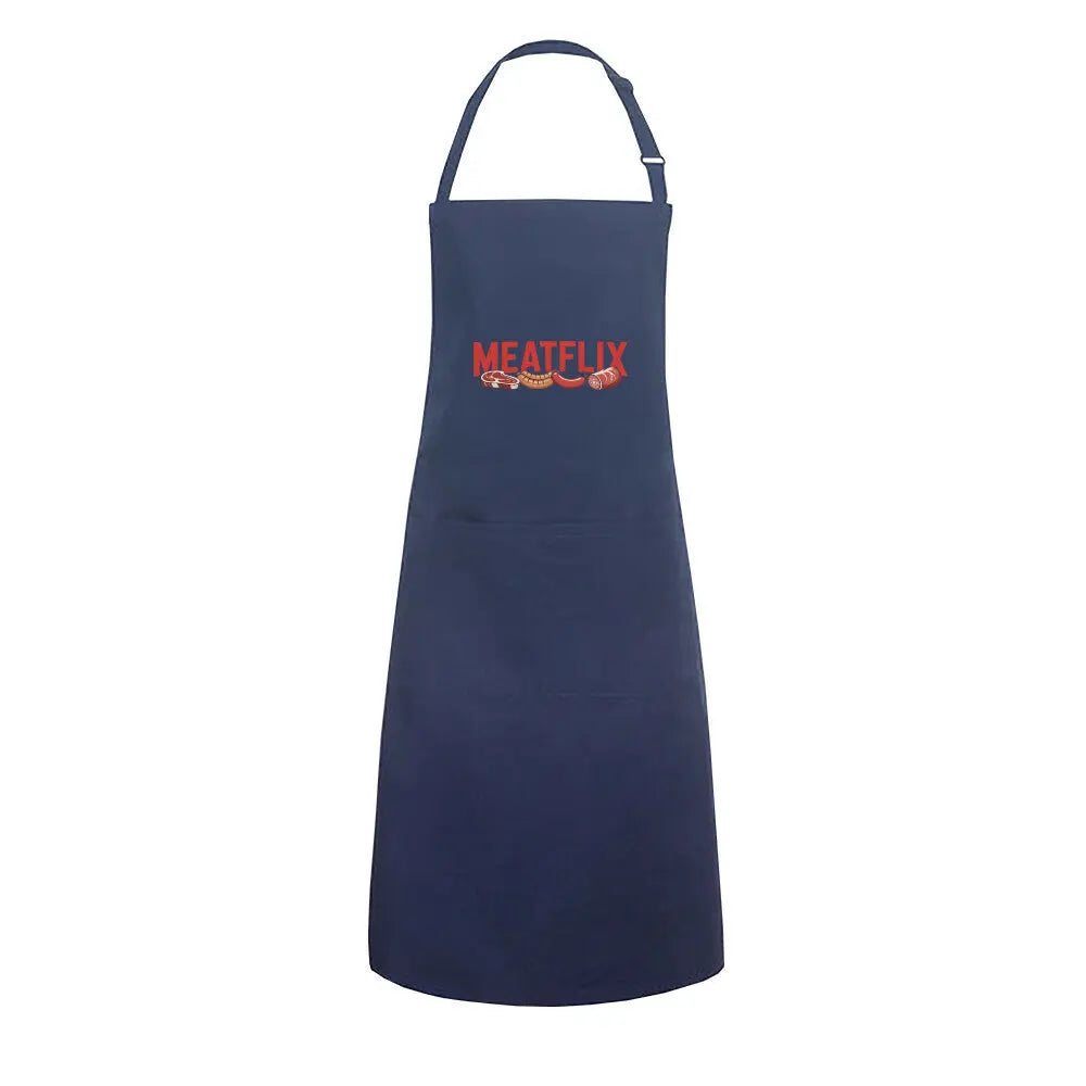 MEATFLIX Grillschürze – Style & Schutz für echte Grillhelden – Motivdruck in Navy
