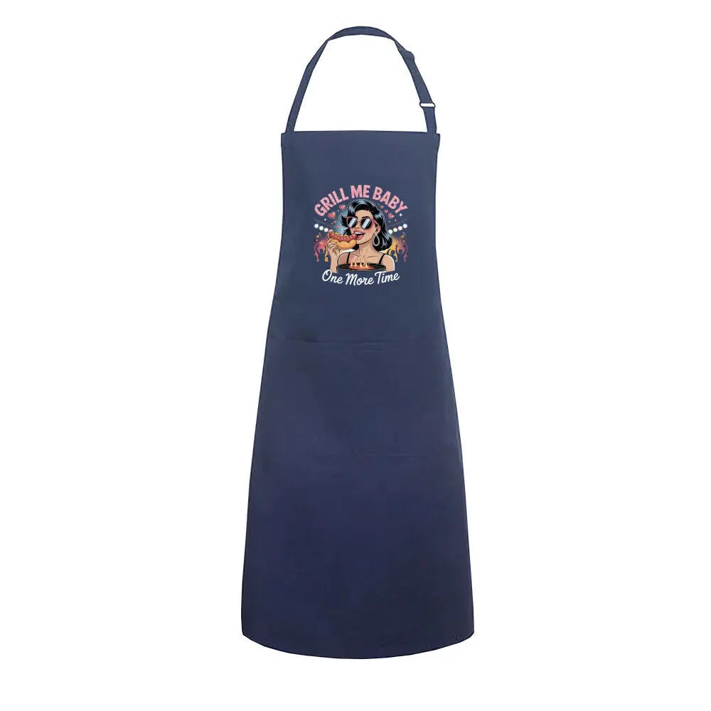 Grill Me Baby One More Time – Grillschürze – Motivdruck in Navy
