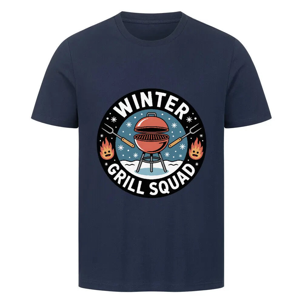 Winter Grill Squad – Premium T-Shirt – Motivdruck in French Navy