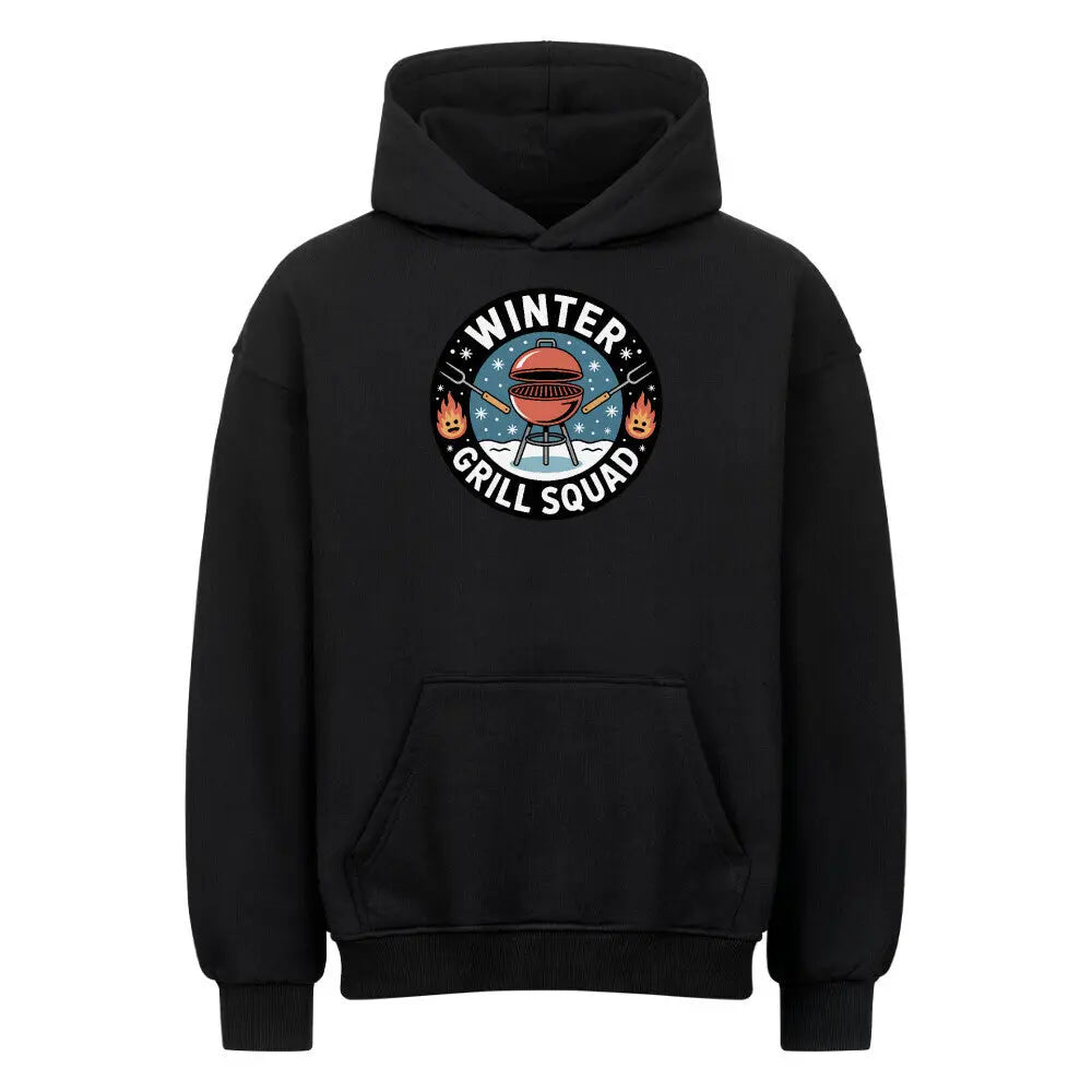 Winter Grill Squad – Oversized Hoodie – Motivdruck in Schwarz