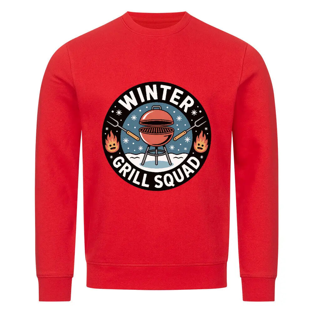 Winter Grill Squad – Organic Sweatshirt – Motivdruck in Bright Red