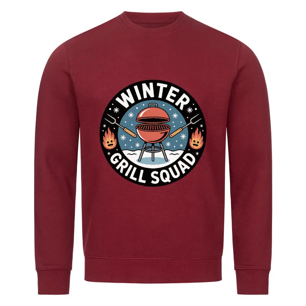 Winter Grill Squad – Organic Sweatshirt – Motivdruck in Burgunder