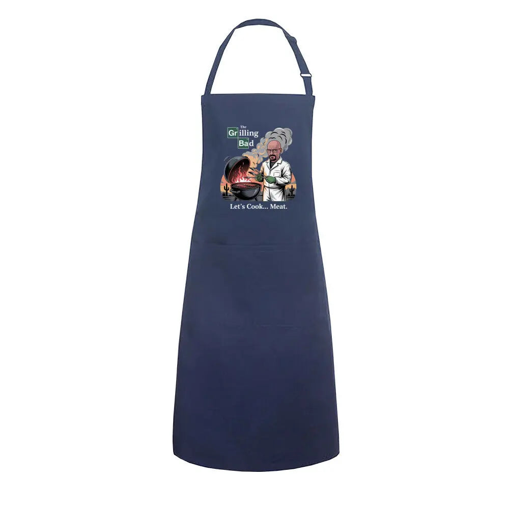 Grilling Bad – Let’s Cook Meat - Grillschürze – Motivdruck in Navy