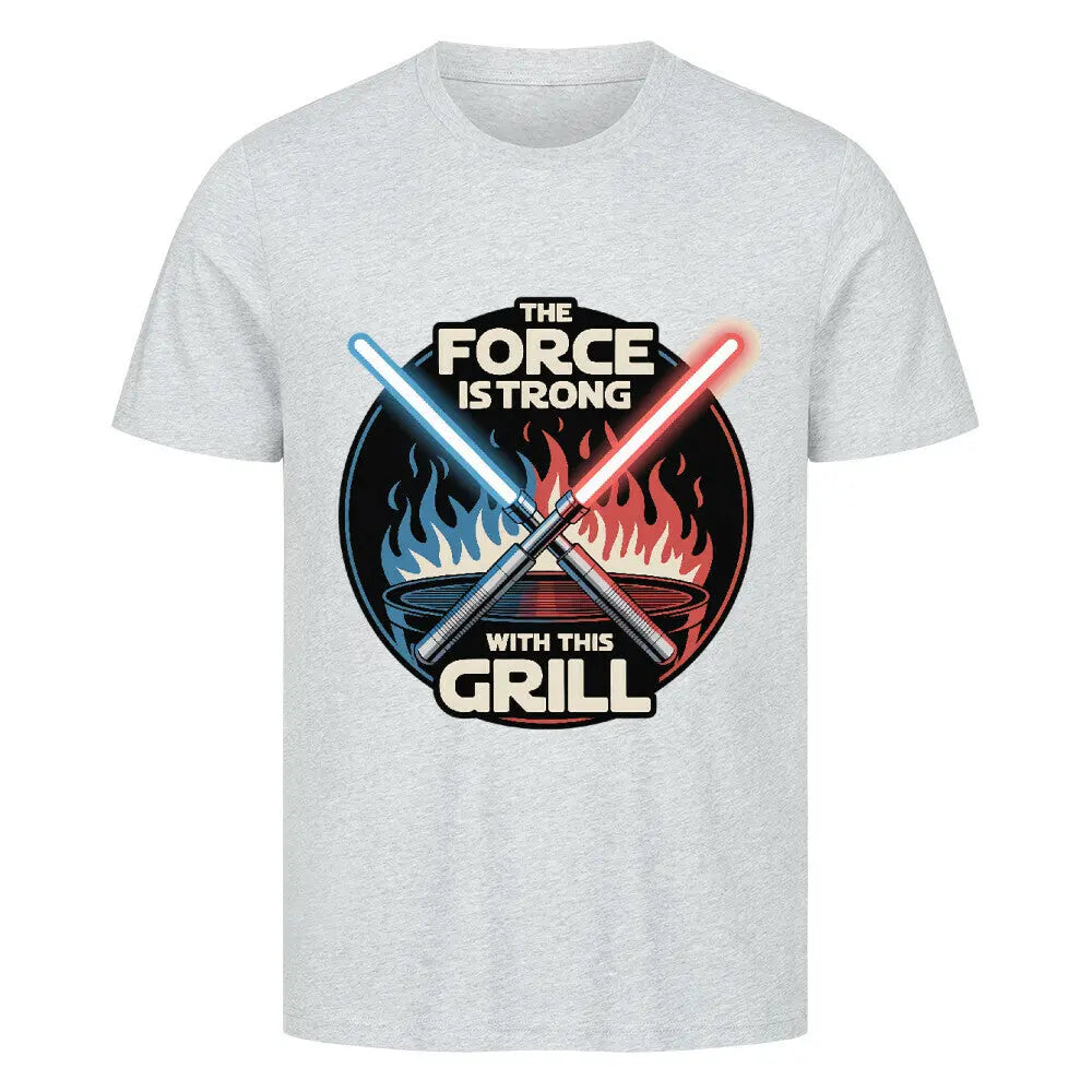 The Force Is Strong With This Grill – Premium T-Shirt – Motivdruck in Heather Grey