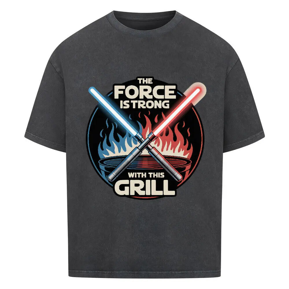 The Force Is Strong With This Grill – Oversized Shirt – Motivdruck in Washed Black