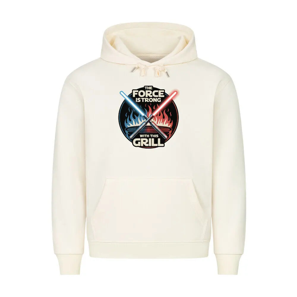 The Force Is Strong With This Grill – Premium Hoodie – Motivdruck in Beige