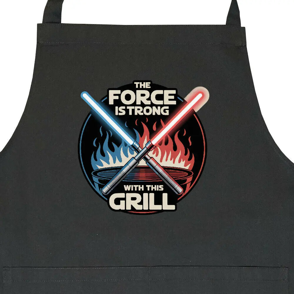 The Force Is Strong With This Grill – Grillschürze – Motivdruck in Schwarz, Nahaufnahme
