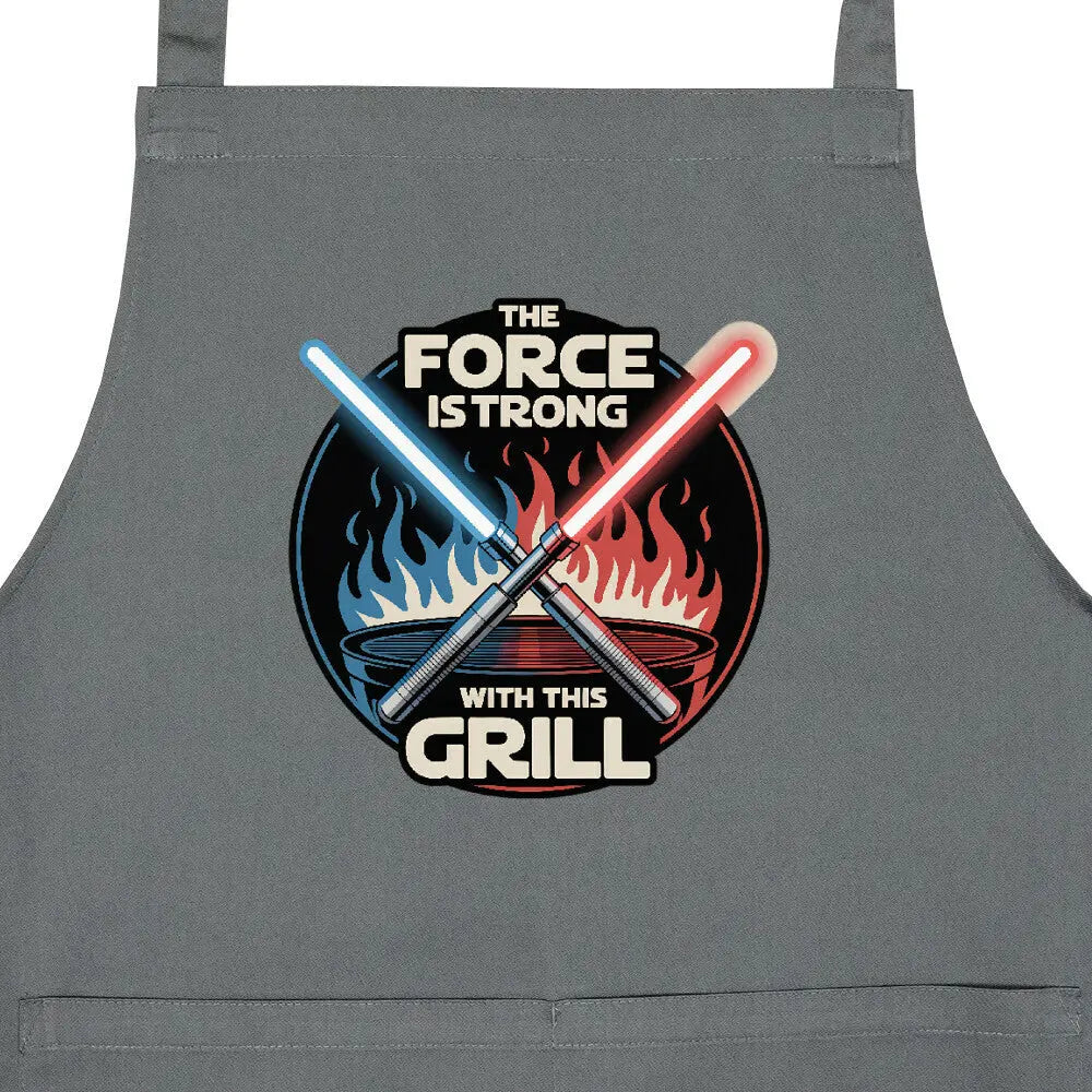 The Force Is Strong With This Grill – Grillschürze – Motivdruck in Anthrazit, Nahaufnahme