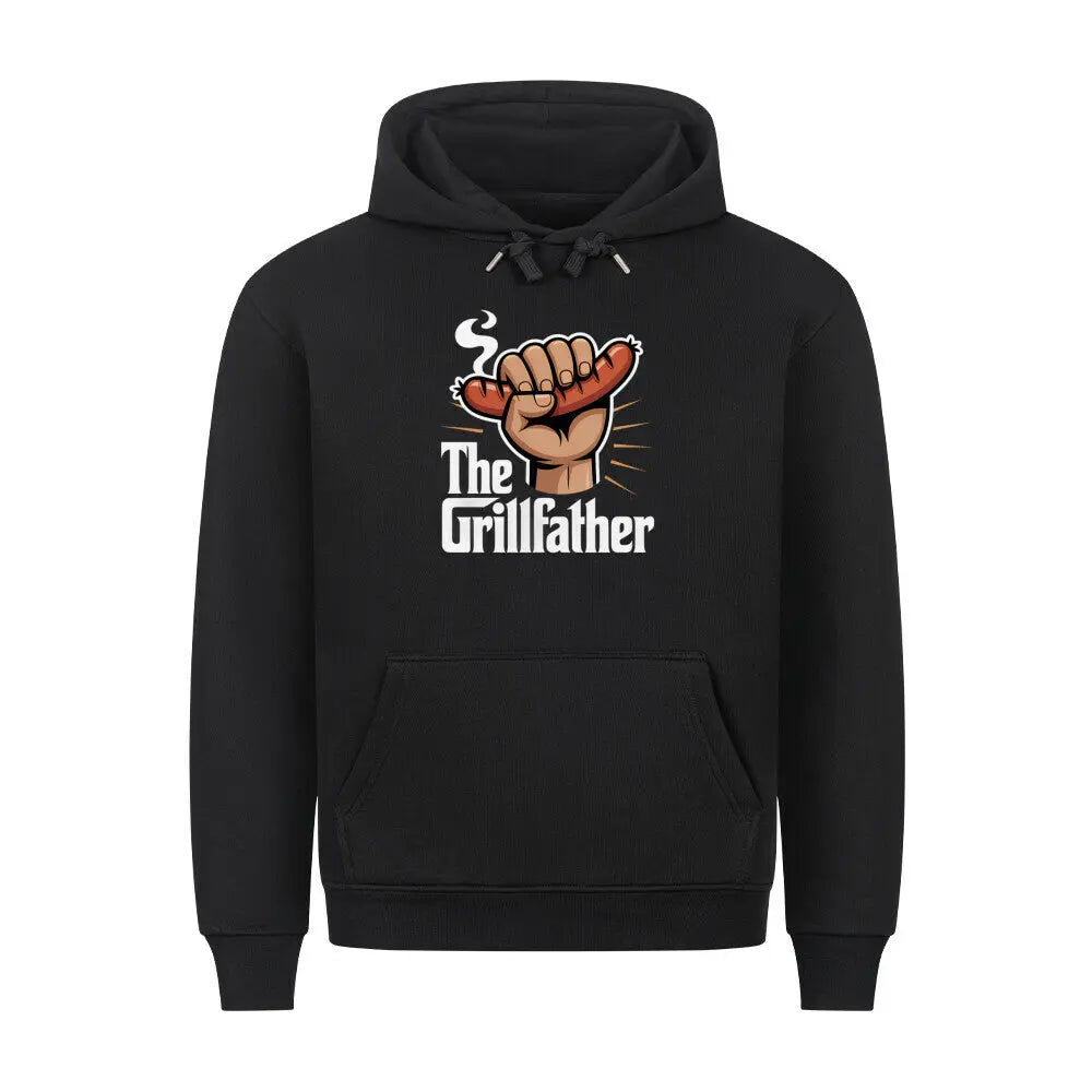The Grillfather mit Wurst – Premium Hoodie – Motivdruck in Schwarz