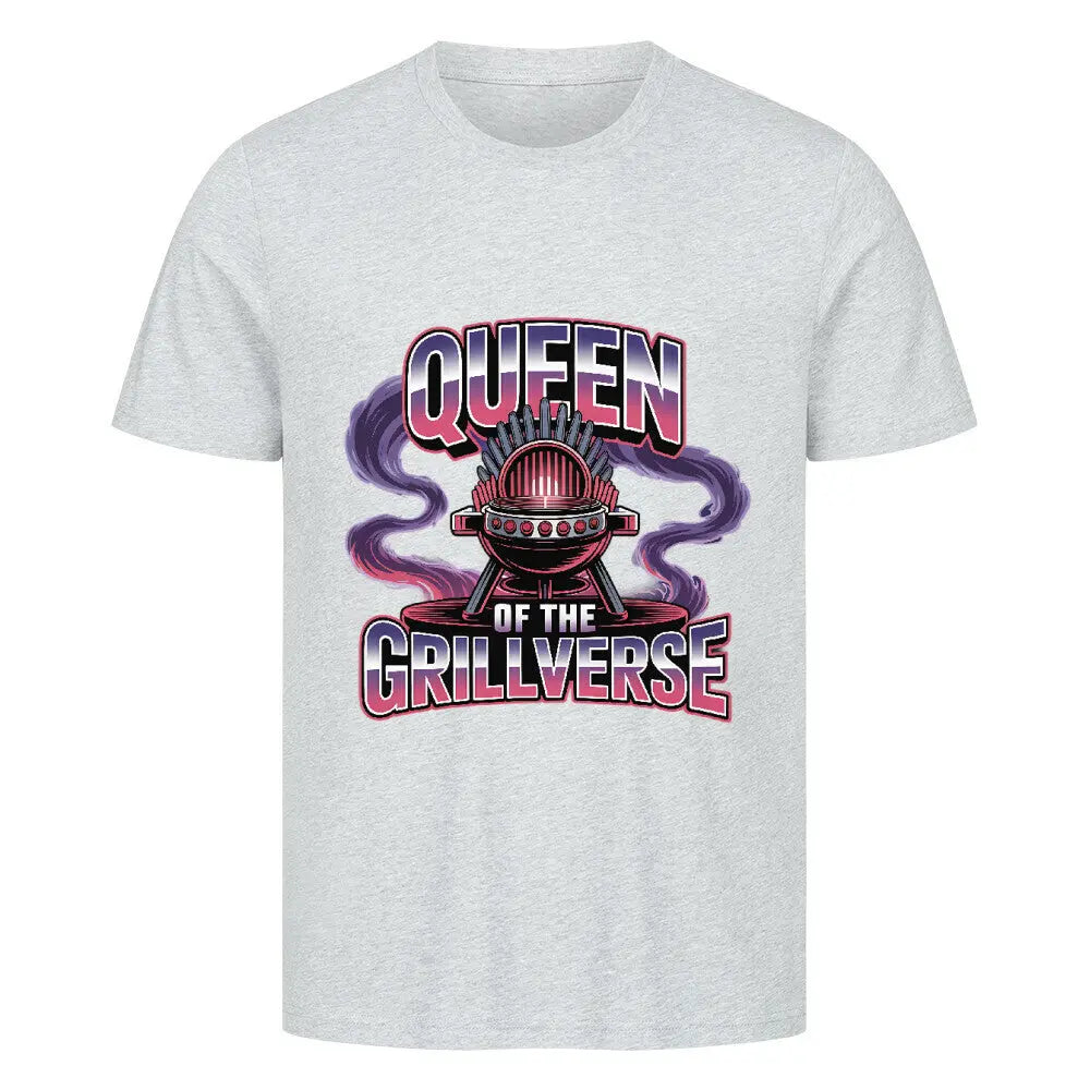 Queen of the Grillverse – Premium T-Shirt – Motivdruck in Heather Grey