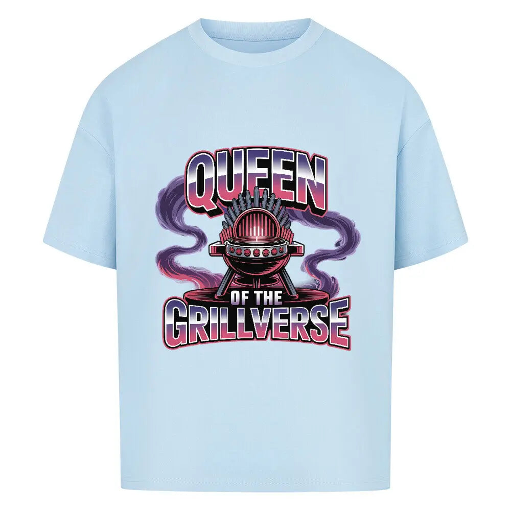 Queen of the Grillverse – Oversized Shirt – Motivdruck in Babyblau