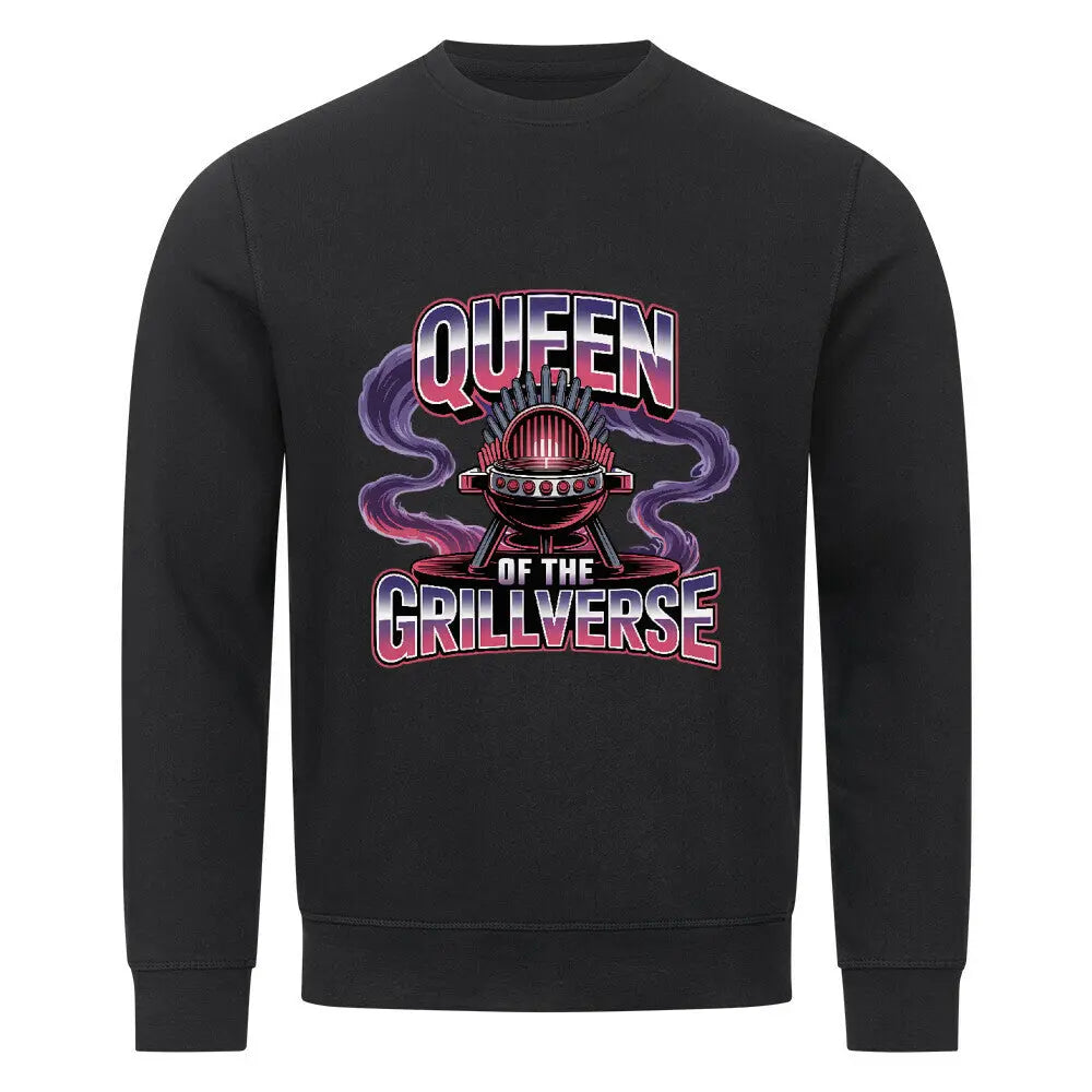 Queen of the Grillverse – Premium Organic Sweatshirt – Motivdruck in Schwarz