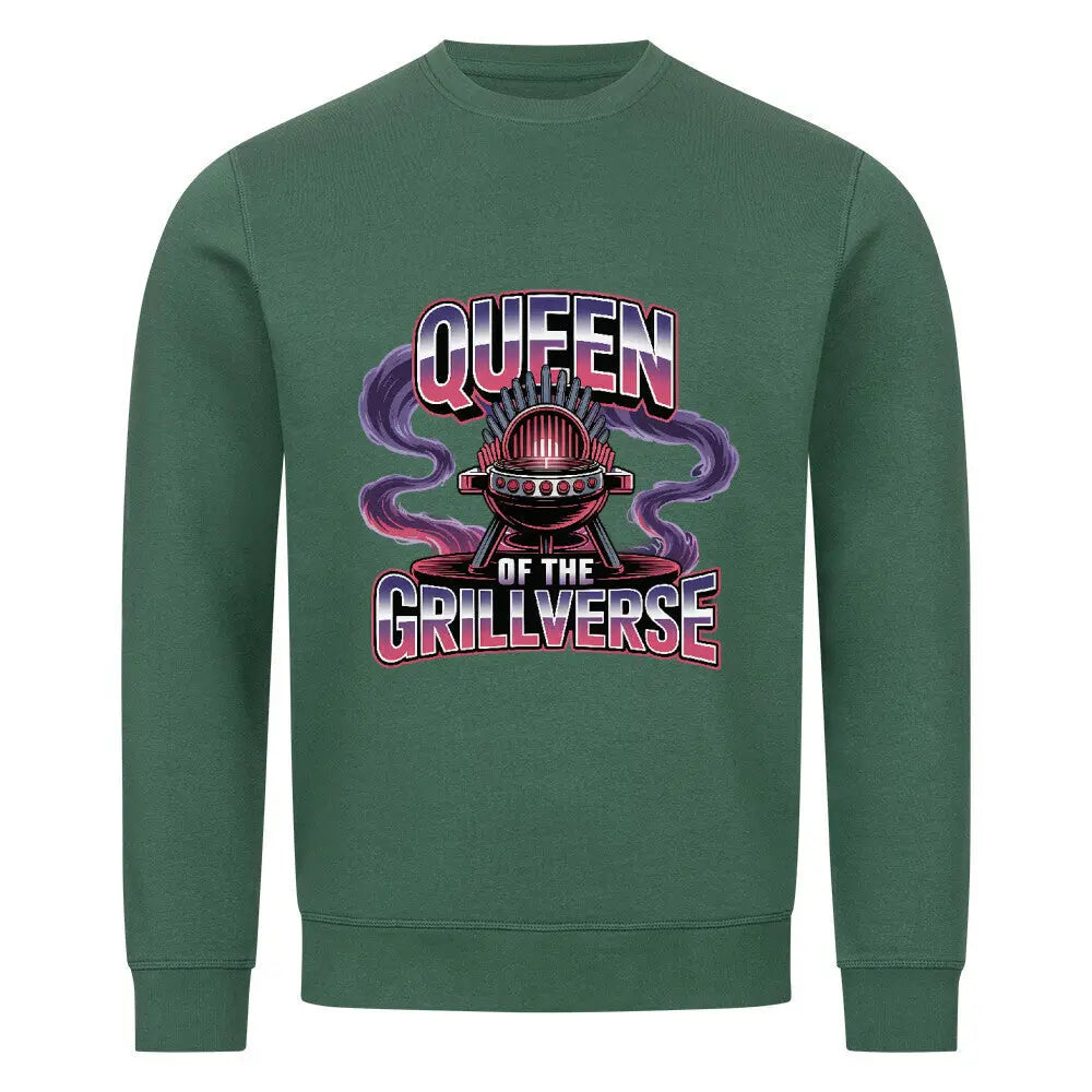 Queen of the Grillverse – Premium Organic Sweatshirt – Motivdruck in Varsity Green